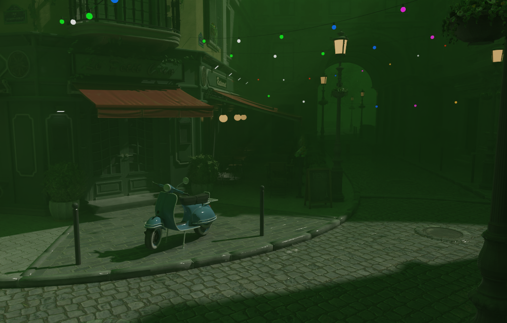 Volumetric fog in the Bistro scene