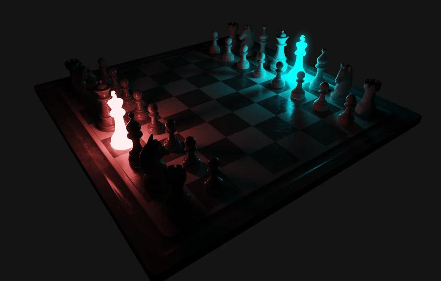 VexEngine chess set emissive render